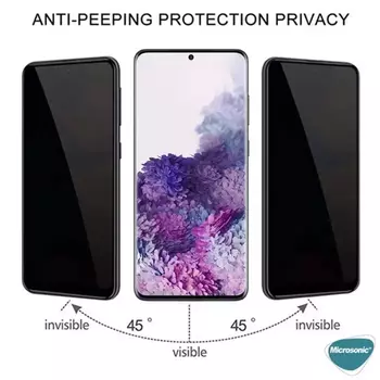 Microsonic Samsung Galaxy S20 Plus Privacy 5D Gizlilik Filtreli Cam Ekran Koruyucu Siyah