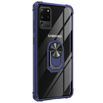 Microsonic Samsung Galaxy S20 Ultra Kılıf Grande Clear Ring Holder Lacivert
