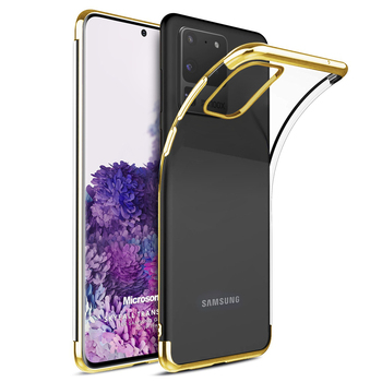 Microsonic Samsung Galaxy S20 Ultra Kılıf Skyfall Transparent Clear Gold