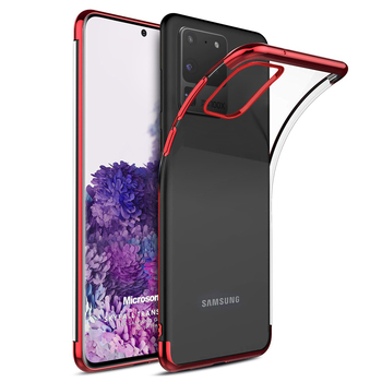 Microsonic Samsung Galaxy S20 Ultra Kılıf Skyfall Transparent Clear Kırmızı