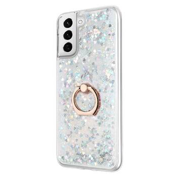 Microsonic Samsung Galaxy S21 FE Kılıf Glitter Liquid Holder Gümüş