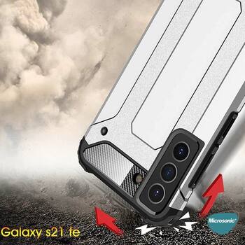 Microsonic Samsung Galaxy S21 FE Kılıf Rugged Armor Gümüş