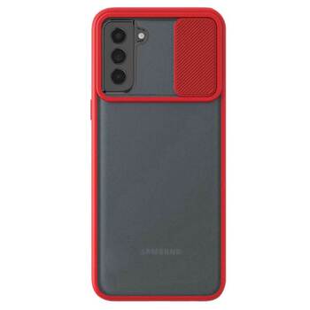Microsonic Samsung Galaxy S21 FE Kılıf Slide Camera Lens Protection Kırmızı