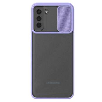 Microsonic Samsung Galaxy S21 FE Kılıf Slide Camera Lens Protection Lila