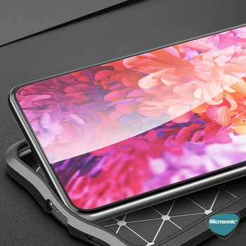 Microsonic Samsung Galaxy S21 Plus Kılıf Deri Dokulu Silikon Kırmızı