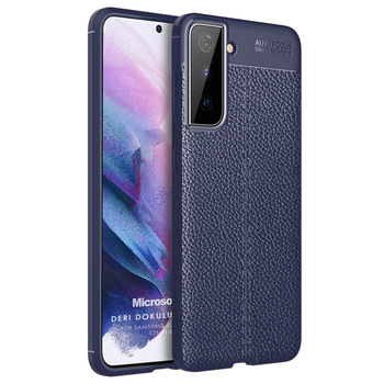 Microsonic Samsung Galaxy S21 Plus Kılıf Deri Dokulu Silikon Lacivert Microsonic Samsung Galaxy S21 Plus Kılıf Deri Dokulu Silikon Lacivert