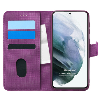 Microsonic Samsung Galaxy S21 Plus Kılıf Fabric Book Wallet Mor Microsonic Samsung Galaxy S21 Plus Kılıf Fabric Book Wallet Mor