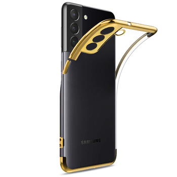 Microsonic Samsung Galaxy S21 Plus Kılıf Skyfall Transparent Clear Gold