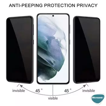 Microsonic Samsung Galaxy S21 Privacy 5D Gizlilik Filtreli Cam Ekran Koruyucu Siyah