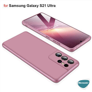 Microsonic Samsung Galaxy S21 Ultra Kılıf Double Dip 360 Protective AYS Kırmızı