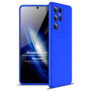Microsonic Samsung Galaxy S21 Ultra Kılıf Double Dip 360 Protective AYS Mavi