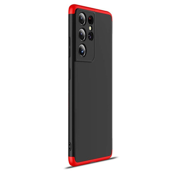 Microsonic Samsung Galaxy S21 Ultra Kılıf Double Dip 360 Protective AYS Siyah Kırmızı