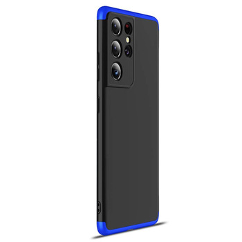 Microsonic Samsung Galaxy S21 Ultra Kılıf Double Dip 360 Protective AYS Siyah Mavi