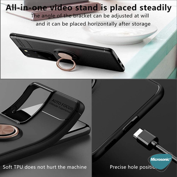Microsonic Samsung Galaxy S21 Ultra Kılıf Kickstand Ring Holder Siyah