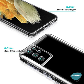 Microsonic Samsung Galaxy S21 Ultra Kılıf Komple Gövde Koruyucu Silikon Şeffaf