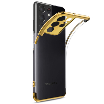 Microsonic Samsung Galaxy S21 Ultra Kılıf Skyfall Transparent Clear Gold