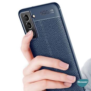 Microsonic Samsung Galaxy S22 Kılıf Deri Dokulu Silikon Lacivert