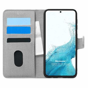 Microsonic Samsung Galaxy S22 Kılıf Fabric Book Wallet Gri Microsonic Samsung Galaxy S22 Kılıf Fabric Book Wallet Gri