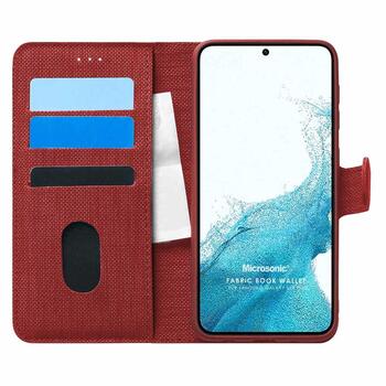 Microsonic Samsung Galaxy S22 Kılıf Fabric Book Wallet Kırmızı