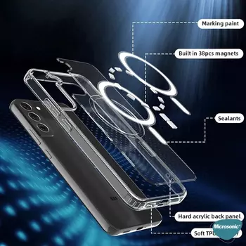 Microsonic Samsung Galaxy S22 Kılıf MagSafe Clear Soft Şeffaf