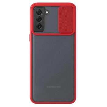 Microsonic Samsung Galaxy S22 Kılıf Slide Camera Lens Protection Kırmızı