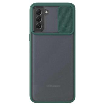 Microsonic Samsung Galaxy S22 Kılıf Slide Camera Lens Protection Koyu Yeşil