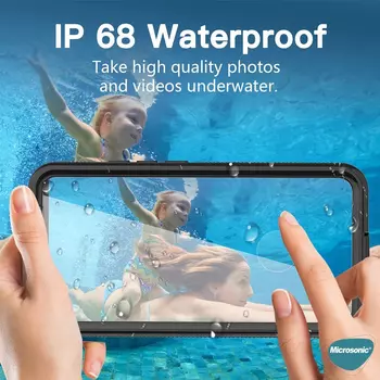 Microsonic Samsung Galaxy S22 Kılıf Waterproof 360 Full Body Protective Siyah