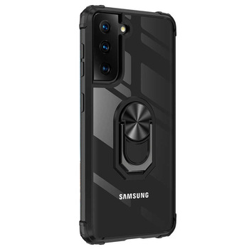 Microsonic Samsung Galaxy S22 Plus Kılıf Grande Clear Ring Holder Siyah