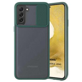 Microsonic Samsung Galaxy S22 Plus Kılıf Slide Camera Lens Protection Koyu Yeşil