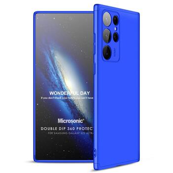 Microsonic Samsung Galaxy S22 Ultra Kılıf Double Dip 360 Protective AYS Mavi