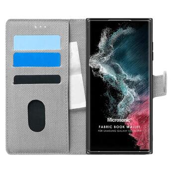 Microsonic Samsung Galaxy S22 Ultra Kılıf Fabric Book Wallet Gri Microsonic Samsung Galaxy S22 Ultra Kılıf Fabric Book Wallet Gri
