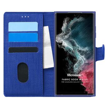 Microsonic Samsung Galaxy S22 Ultra Kılıf Fabric Book Wallet Lacivert Microsonic Samsung Galaxy S22 Ultra Kılıf Fabric Book Wallet Lacivert