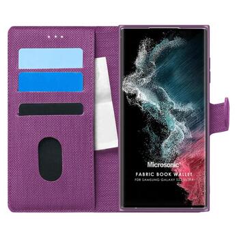 Microsonic Samsung Galaxy S22 Ultra Kılıf Fabric Book Wallet Mor