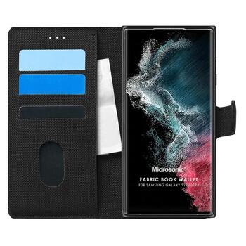 Microsonic Samsung Galaxy S22 Ultra Kılıf Fabric Book Wallet Siyah Microsonic Samsung Galaxy S22 Ultra Kılıf Fabric Book Wallet Siyah