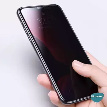 Microsonic Samsung Galaxy S22 Ultra Privacy 5D Gizlilik Filtreli Cam Ekran Koruyucu Siyah
