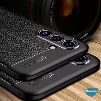 Microsonic Samsung Galaxy S23 Kılıf Deri Dokulu Silikon Siyah