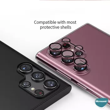 Microsonic Samsung Galaxy S23 Ultra Tekli Kamera Lens Koruma Camı Siyah