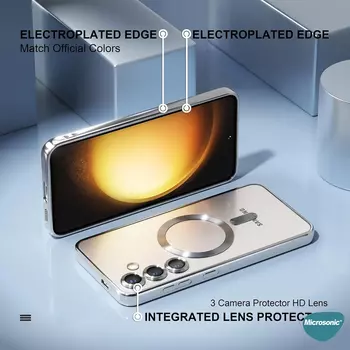 Microsonic Samsung Galaxy S24 Kılıf MagSafe Luxury Electroplate Gri