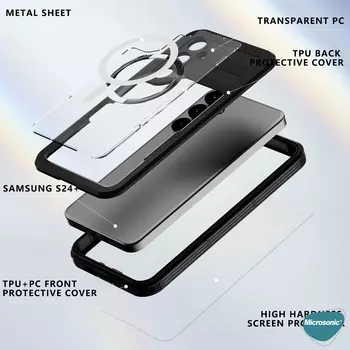 Microsonic Samsung Galaxy S24 Kılıf Waterproof 360 Full Body Protective Siyah