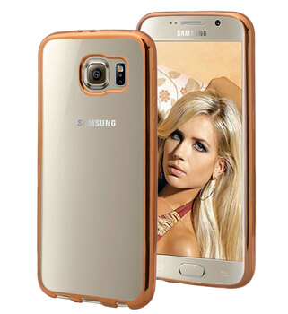 Microsonic Samsung Galaxy S6 Kılıf Skyfall Transparent Clear Gold