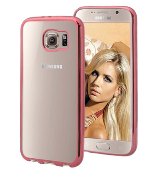 Microsonic Samsung Galaxy S6 Kılıf Skyfall Transparent Clear Rose Gold
