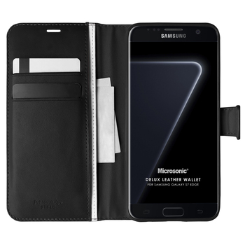 Microsonic Samsung Galaxy S7 Edge Kılıf Delux Leather Wallet Siyah