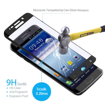 Microsonic Samsung Galaxy S7 Edge Kavisli Temperli Cam Ekran Koruyucu Film Gold