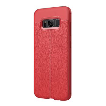 Microsonic Samsung Galaxy S8 Kılıf Deri Dokulu Silikon Kırmızı