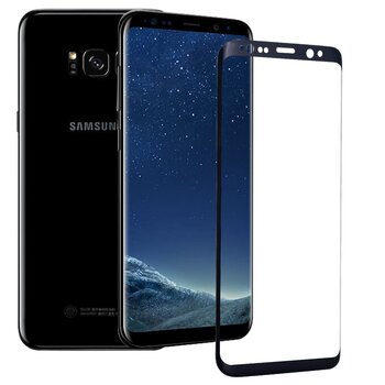 Microsonic Samsung Galaxy S8 Plus Kavisli Temperli Cam Ekran Koruyucu Film Siyah