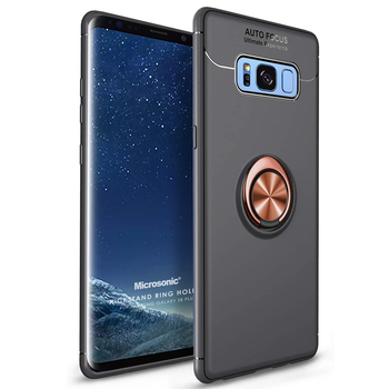 Microsonic Samsung Galaxy S8 Plus Kılıf Kickstand Ring Holder Siyah Rose Microsonic Samsung Galaxy S8 Plus Kılıf Kickstand Ring Holder Siyah Rose