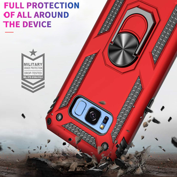 Microsonic Samsung Galaxy S8 Plus Kılıf Military Ring Holder Kırmızı