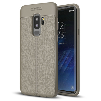 Microsonic Samsung Galaxy S9 Plus Kılıf Deri Dokulu Silikon Gri