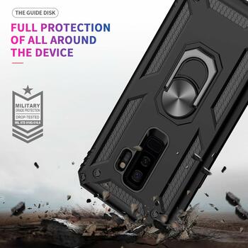 Microsonic Samsung Galaxy S9 Plus Kılıf Military Ring Holder Siyah