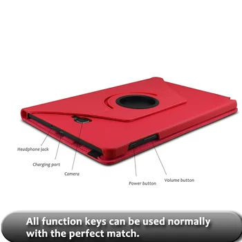 Microsonic Samsung Galaxy Tab A 10.1'' P580 Kılıf 360 Rotating Stand Deri Kırmızı